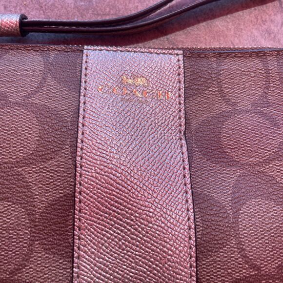 Coach Women's Corner Zip Wristlet In Pouch, Small - Khaki Gold - Picture 2 of 7